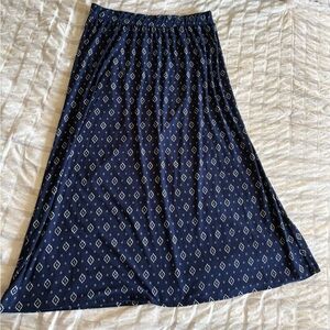 1X - Terra & Sky Navy Diamond A-Line Maxi Skirt